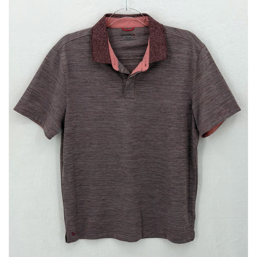 UNTUCKit Polo Shirt Mens Medium Pink Red Hannifer Stretch Casual Preppy Work